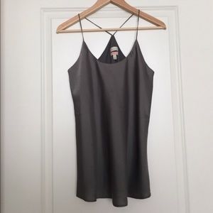 Silver grey silky top